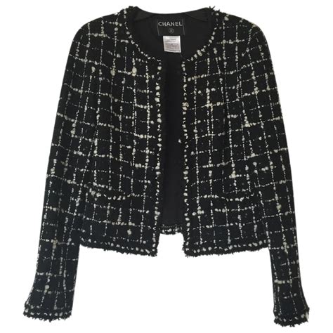 chanel black wool trim blazer|CHANEL Black Blazers for Women for sale .